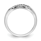 14k White Gold with Black Rhodium 1/8 carat Black and White Diamond Crisscross Ring