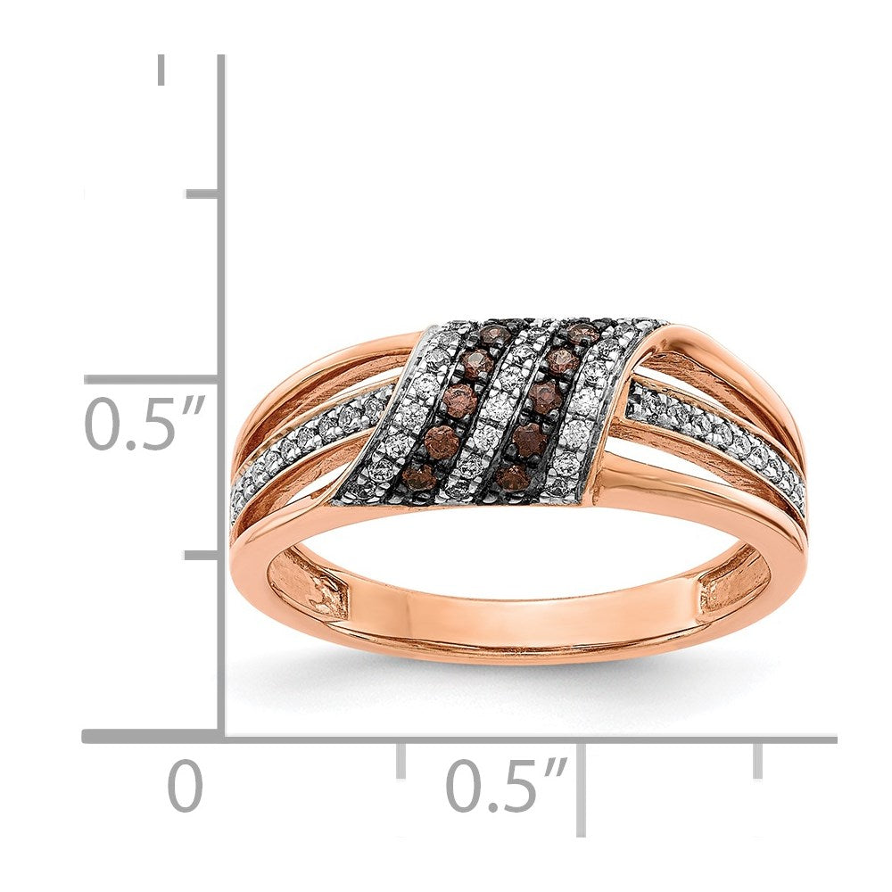 14k Rose Gold 1/3 carat White and Champagne Diamond Ring
