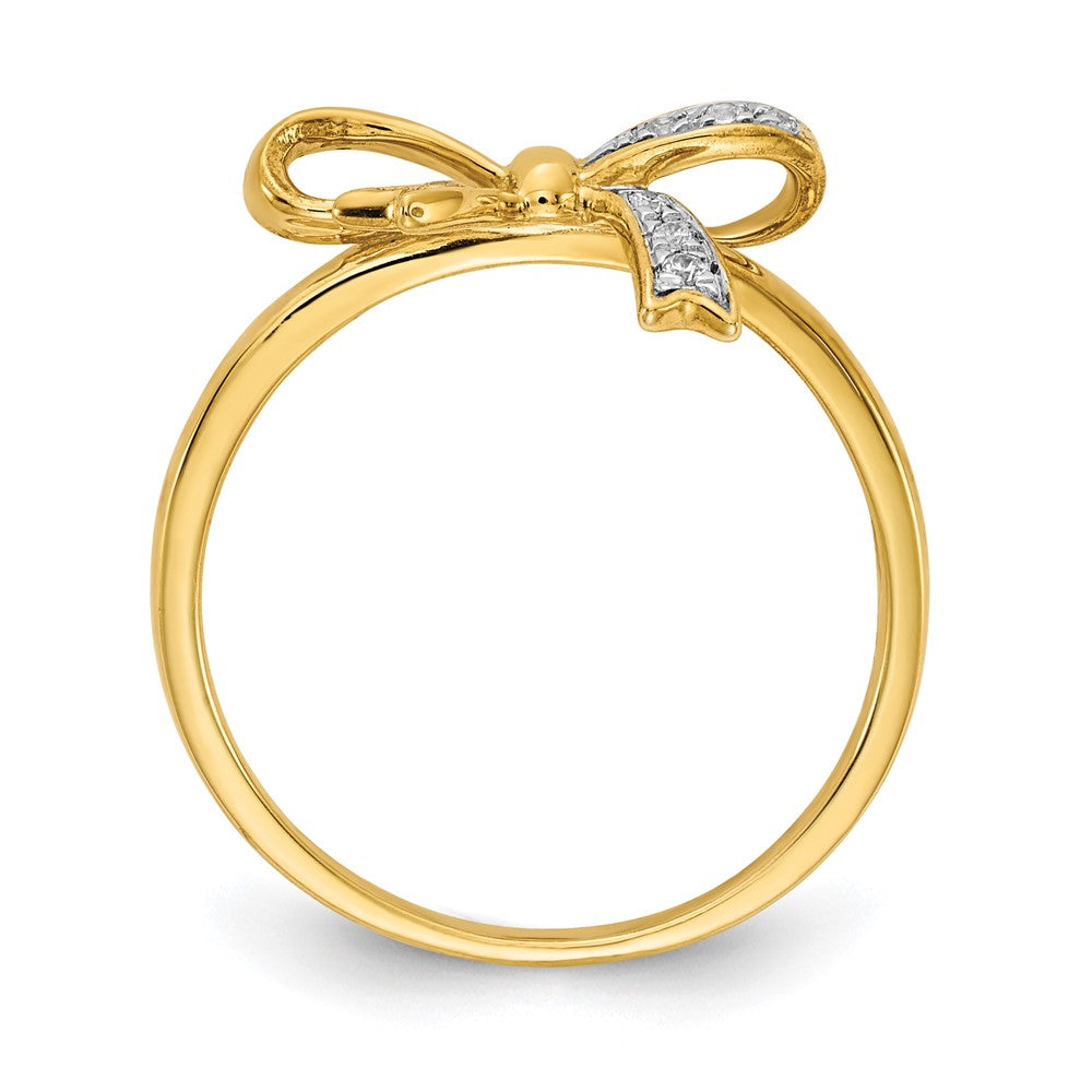 14k and White Rhodium 1/20 carat Diamond Bow Ring