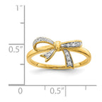 14k and White Rhodium 1/20 carat Diamond Bow Ring