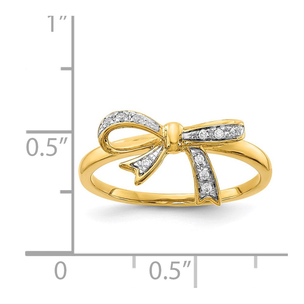14k and White Rhodium 1/20 carat Diamond Bow Ring