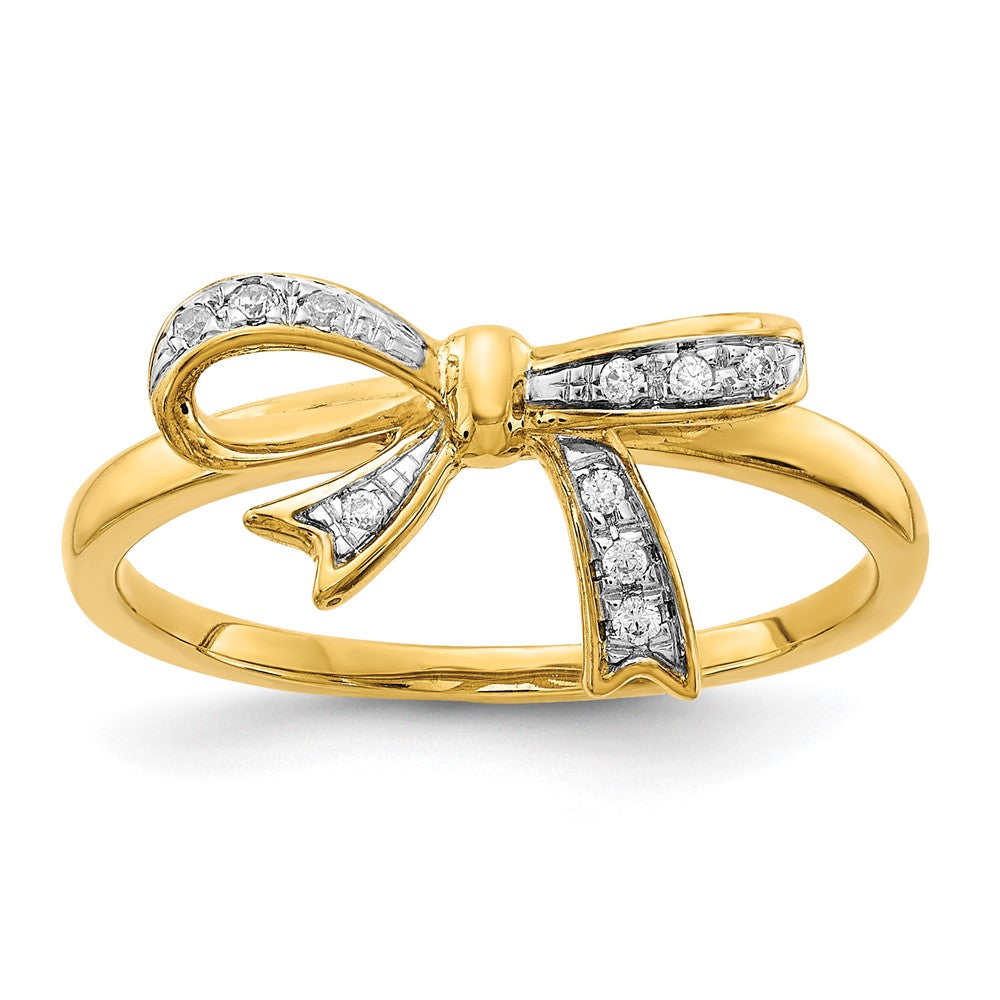 14k and White Rhodium 1/20 carat Diamond Bow Ring
