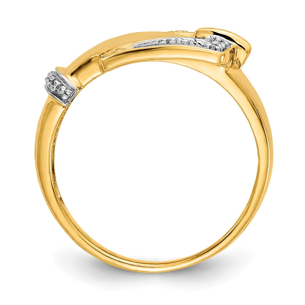 14k and White Rhodium Diamond Buckle Ring