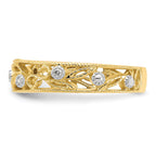 14k 6mm 1/20 carat Diamond Flower Vine Design Band