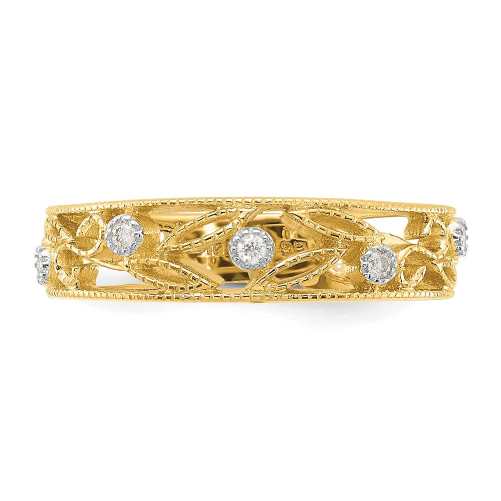 14k 6mm 1/20 carat Diamond Flower Vine Design Band
