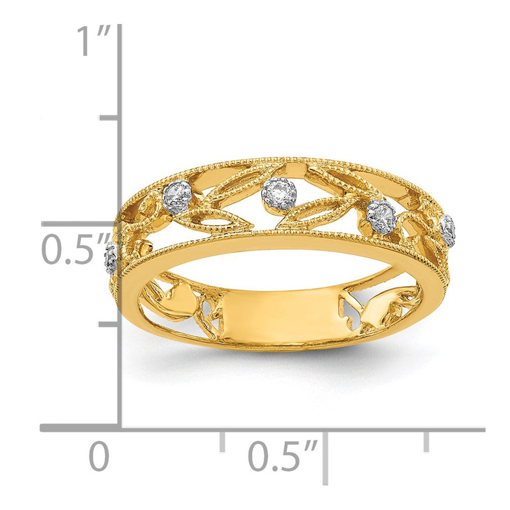 14k 6mm 1/20 carat Diamond Flower Vine Design Band
