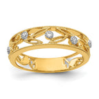 14k 6mm 1/20 carat Diamond Flower Vine Design Band