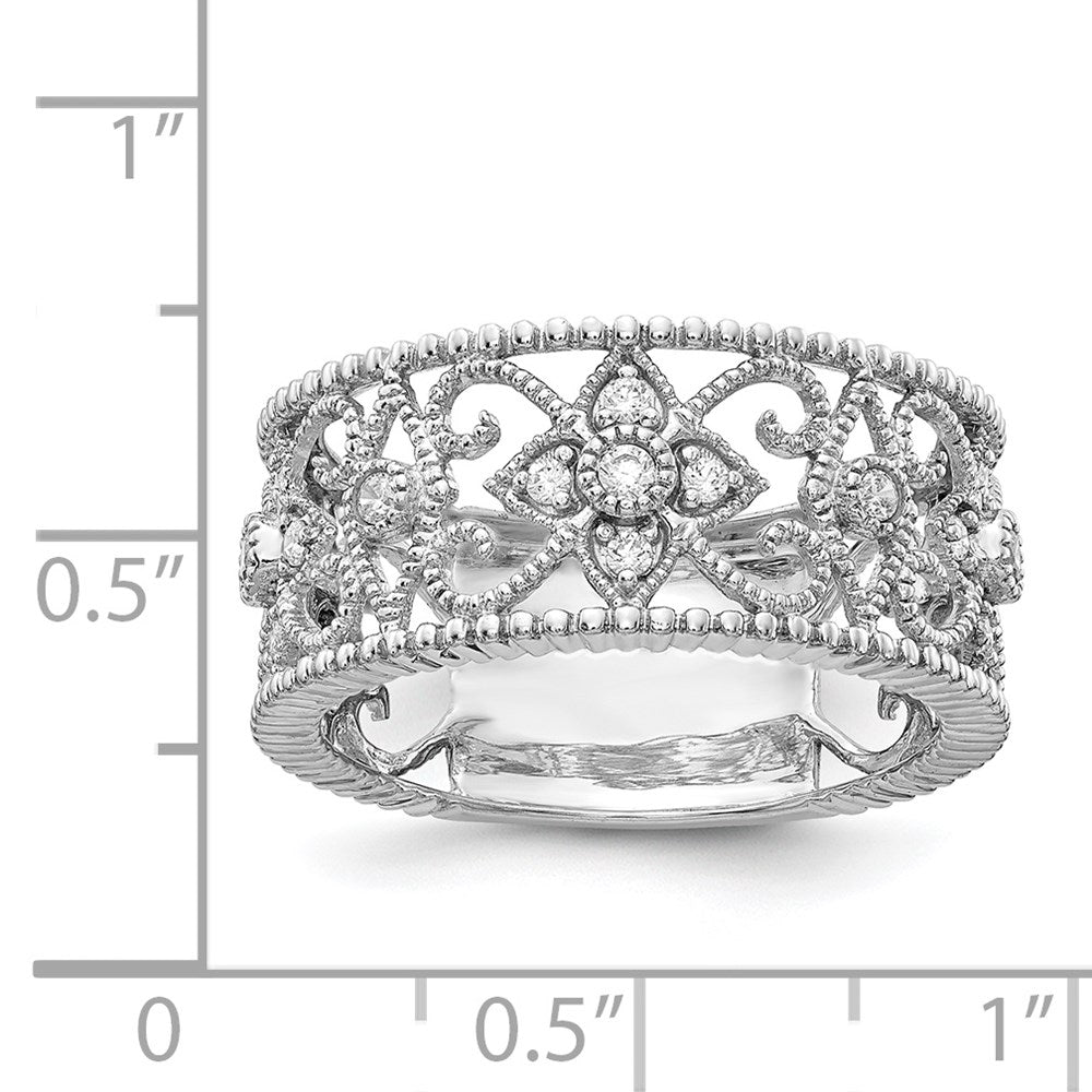 14k White Gold 1/4 carat Diamond Vintage Band