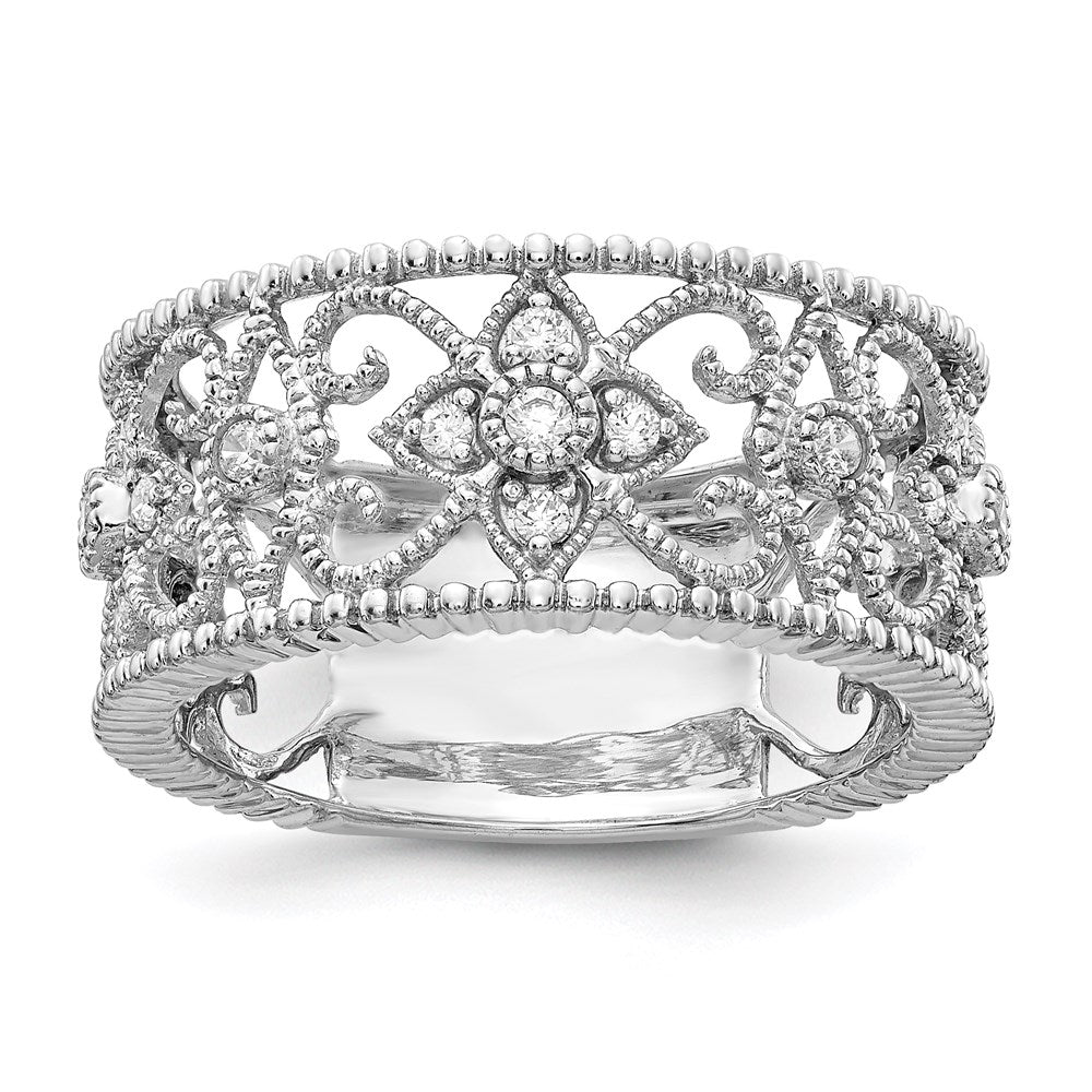 14k White Gold 1/4 carat Diamond Vintage Band