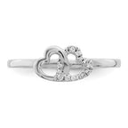 14k White Gold 1/20 carat Diamond Double Heart Ring