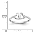 14k White Gold 1/20 carat Diamond Double Heart Ring
