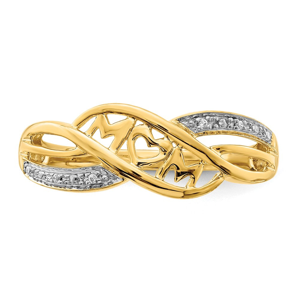 14k and White Rhodium Diamond MOM Ring