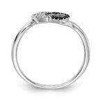 14k White Gold 1/10 carat Black and White Diamond Double Heart Ring