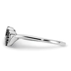 14k White Gold 1/10 carat Black and White Diamond Double Heart Ring