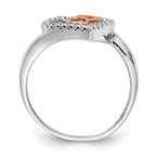 14k White Gold and Rose Gold 1/8 carat Diamond Heart Ring