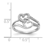 14k White Gold 1/10 carat Diamond Two Intertwined Hearts Ring