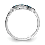 14k White Gold 1/10 carat Blue and White Diamond Infinity and Heart Ring