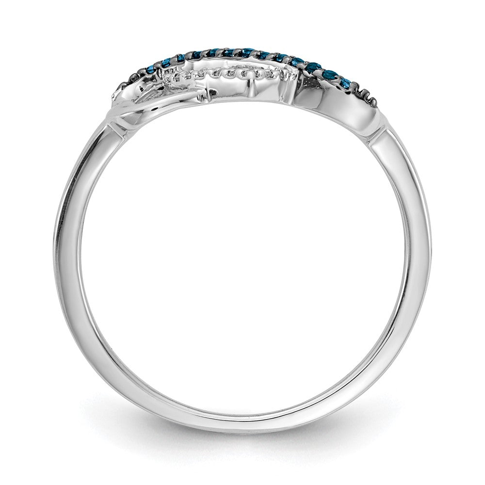 14k White Gold 1/10 carat Blue and White Diamond Infinity and Heart Ring