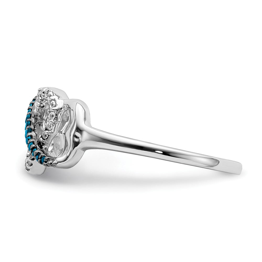 14k White Gold 1/10 carat Blue and White Diamond Infinity and Heart Ring