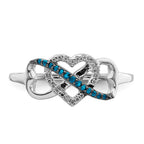 14k White Gold 1/10 carat Blue and White Diamond Infinity and Heart Ring