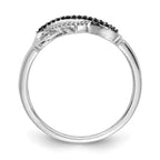 14k White Gold 1/10 carat Black and White Diamond Infinity and Heart Ring