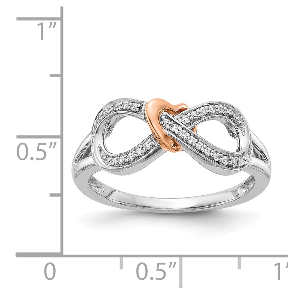 14k Two-tone 1/10 carat Diamond Infinity with Heart Ring