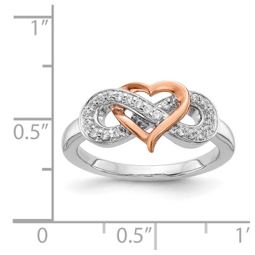 14k Two-tone 1/6 carat Diamond Heart Infinity Symbol Ring