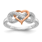 14k Two-tone 1/6 carat Diamond Heart Infinity Symbol Ring