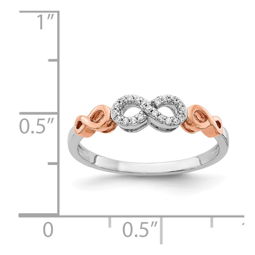 14k Rose Gold with White Rhodium 1/20 carat Diamond Infinity Ring