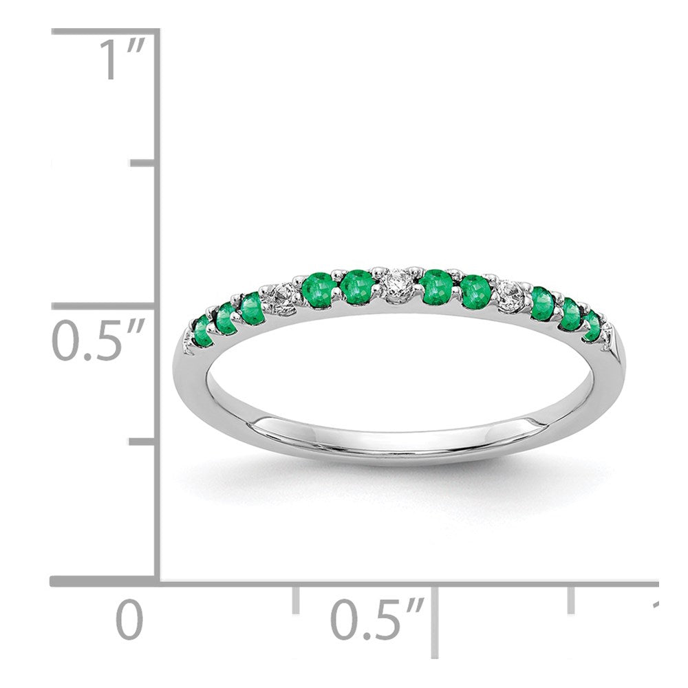 14k White Gold 1/20 carat Diamond and Emerald Band