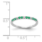 14k White Gold 1/20 carat Diamond and Emerald Band