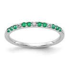 14k White Gold 1/20 carat Diamond and Emerald Band