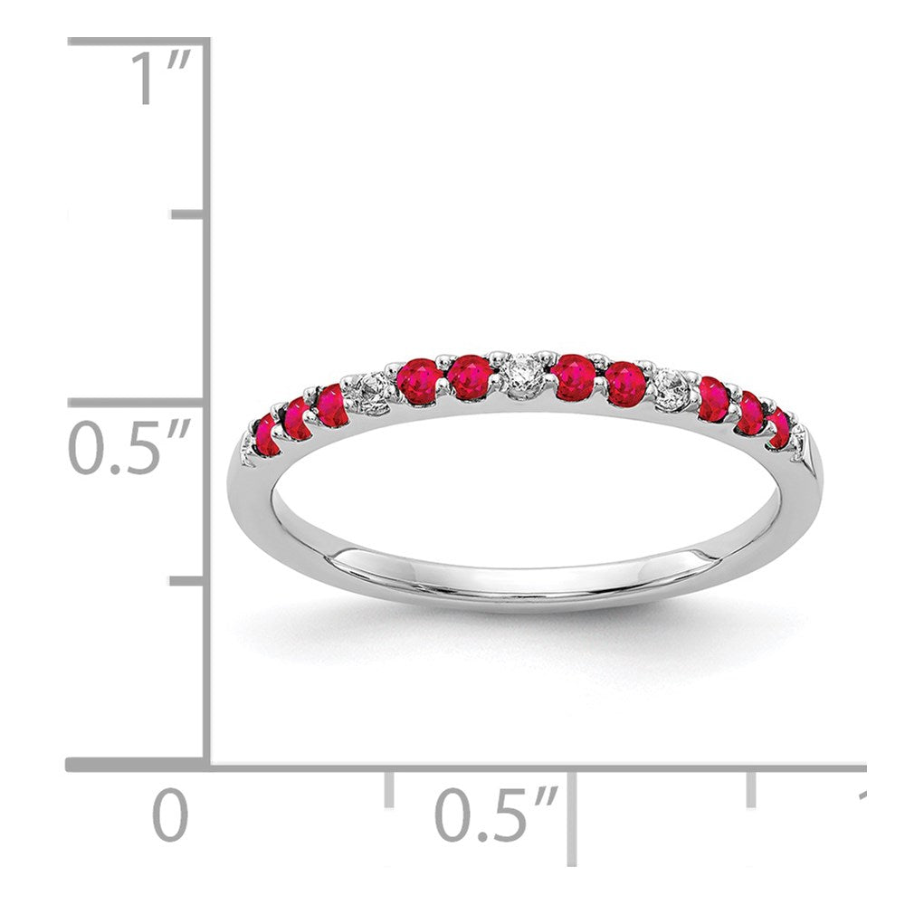 14k White Gold 1/20 carat Diamond and Ruby Band