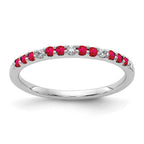 14k White Gold 1/20 carat Diamond and Ruby Band
