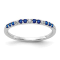 14k White Gold 1/20 carat Diamond and Blue Sapphire Band