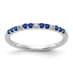 14k White Gold 1/20 carat Diamond and Blue Sapphire Band