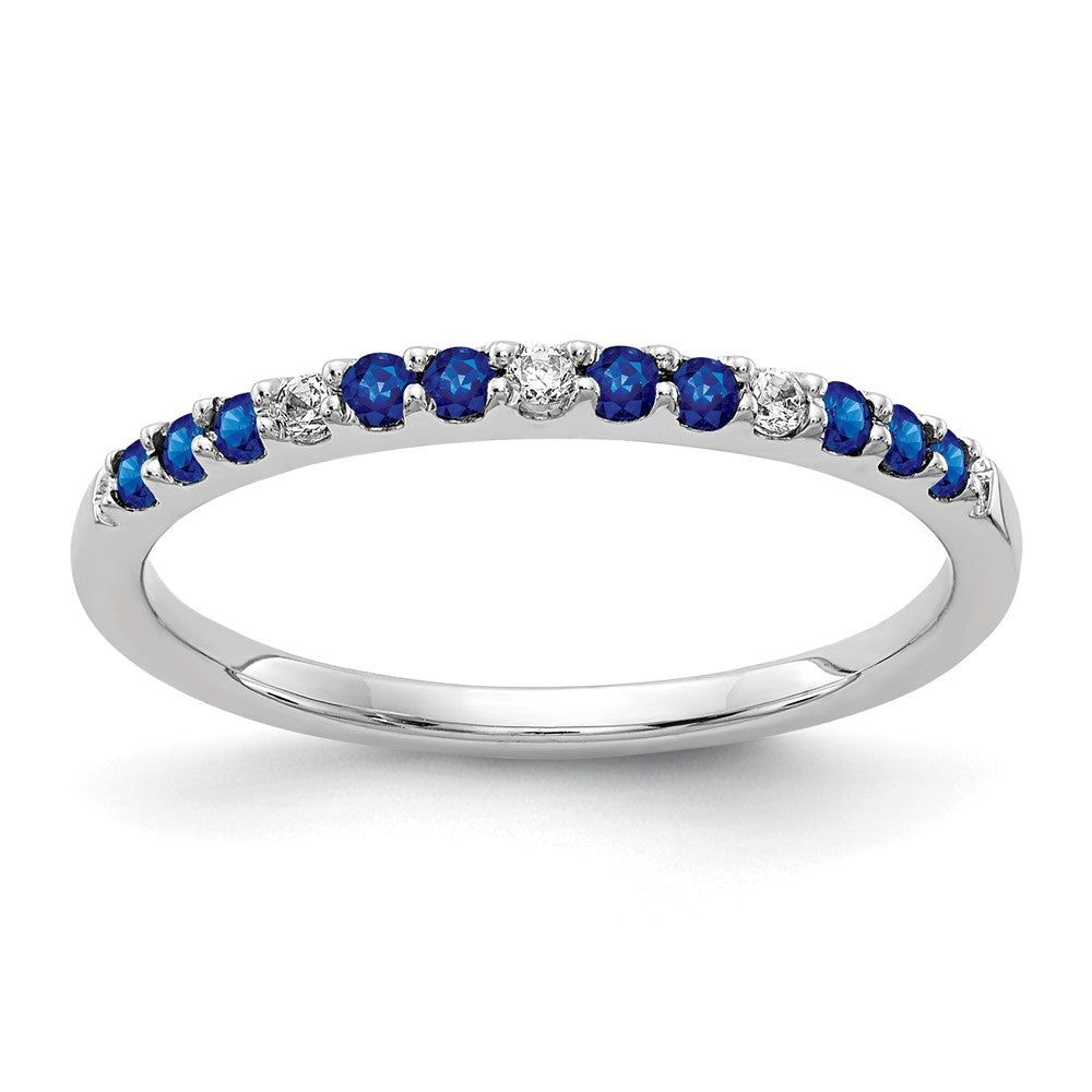 14k White Gold 1/20 carat Diamond and Blue Sapphire Band