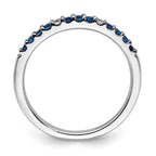 14k White Gold Diamond and Blue Sapphire Band