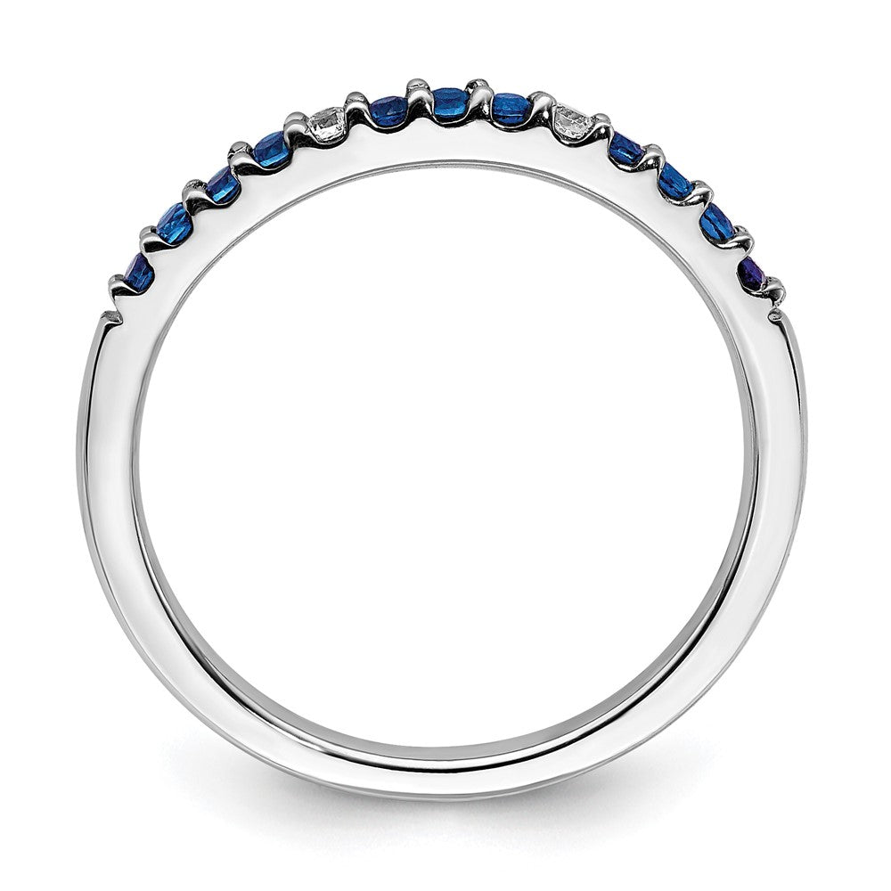 14k White Gold Diamond and Blue Sapphire Band