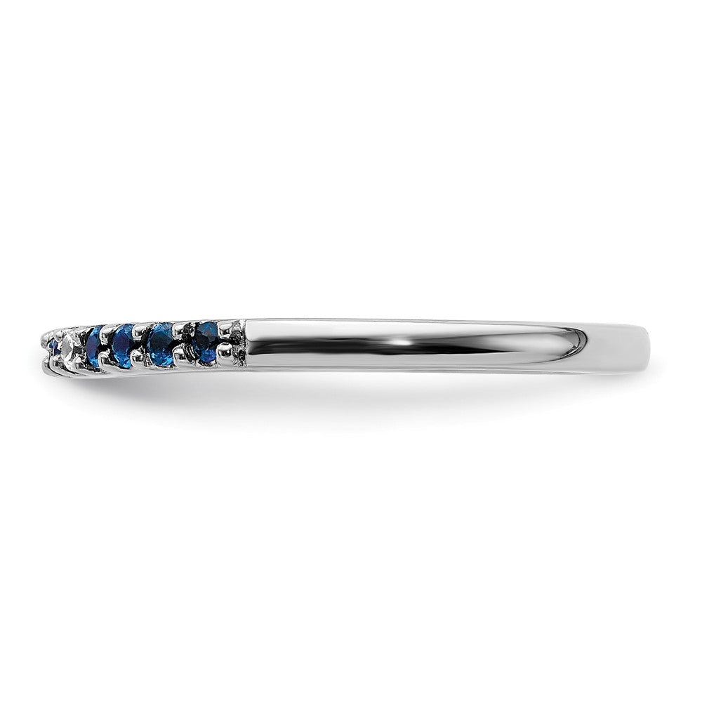 14k White Gold Diamond and Blue Sapphire Band