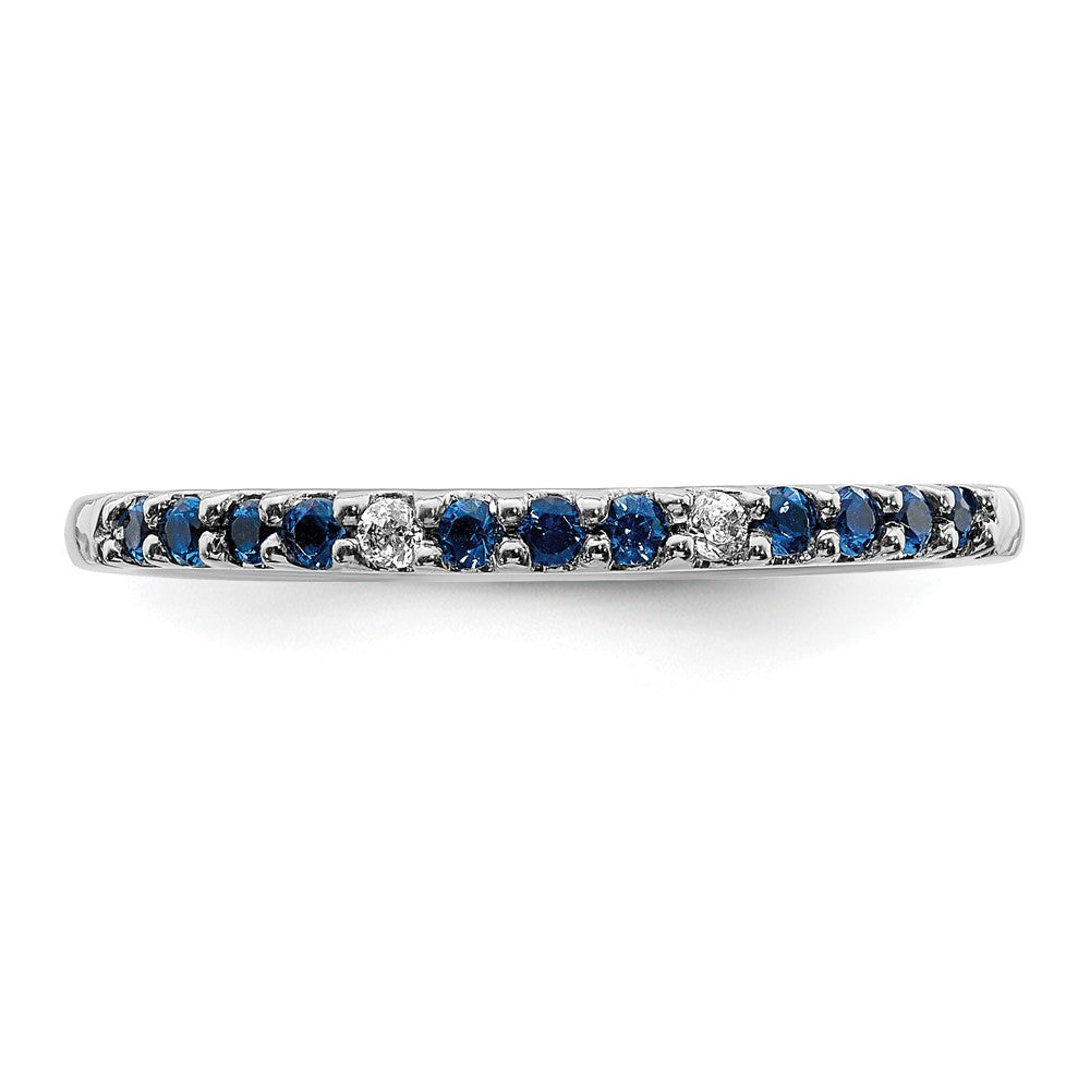 14k White Gold Diamond and Blue Sapphire Band