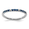 14k White Gold Diamond and Blue Sapphire Band