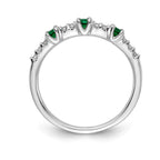 14k White Gold 1/10 carat Diamond and Emerald 3-Stone Ring