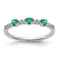 14k White Gold 1/10 carat Diamond and Emerald 3-Stone Ring