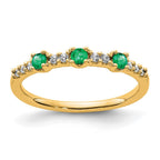 14K Yellow Diamond and Emerald 3-Stone Ring