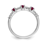 14k White Gold 1/10 carat Diamond and Ruby 3-Stone Ring