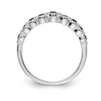 14k White Gold Polished 1/4 carat Diamond and Graduated Blue Sapphire Ring