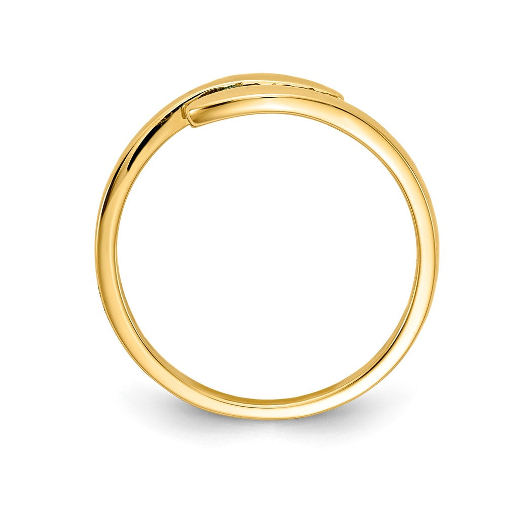 14k Emerald and Diamond 3-stone Bypass Ring