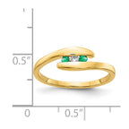 14k Emerald and Diamond 3-stone Bypass Ring