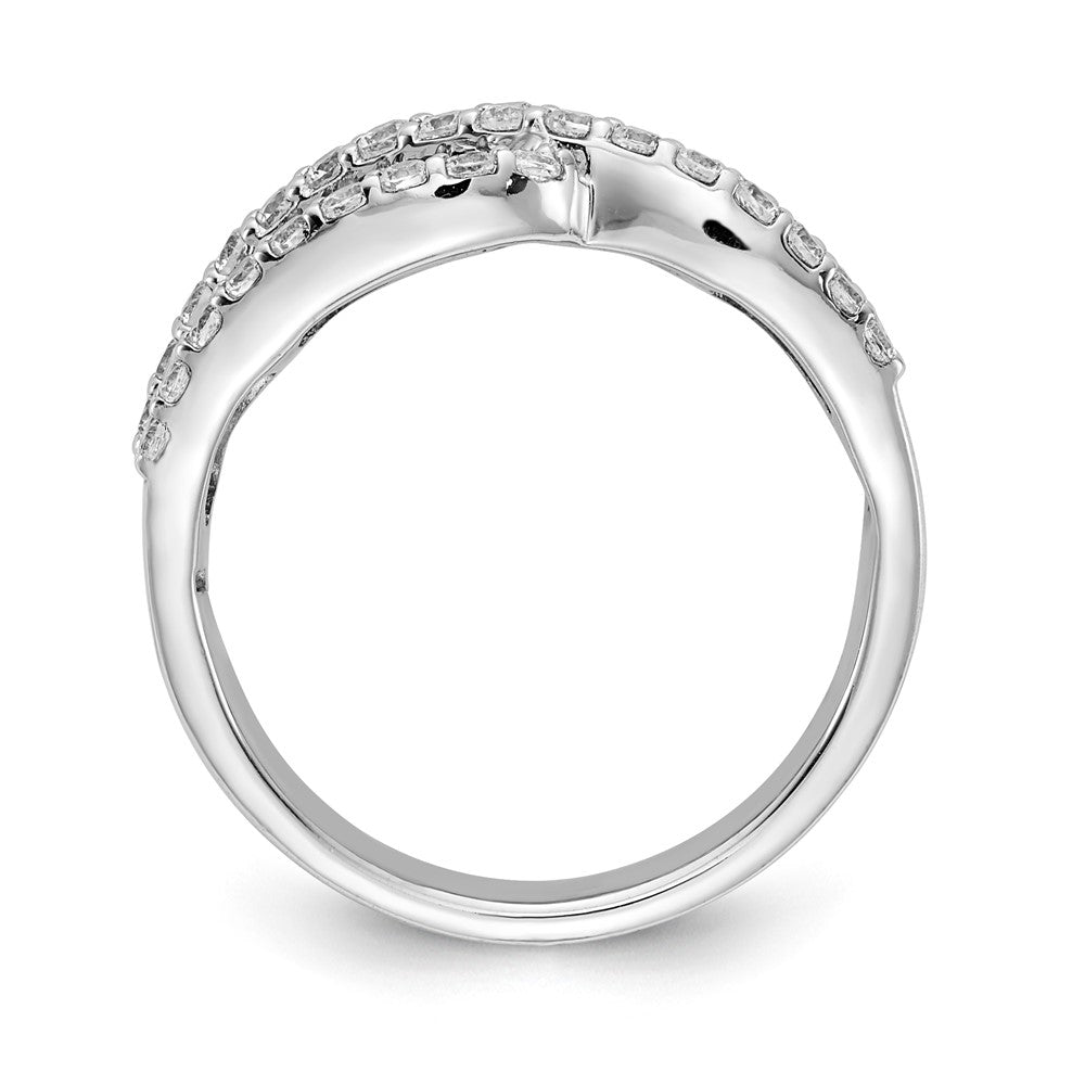 14k White Gold Baguette Emerald and 5/8 carat Diamond Bypass Ring